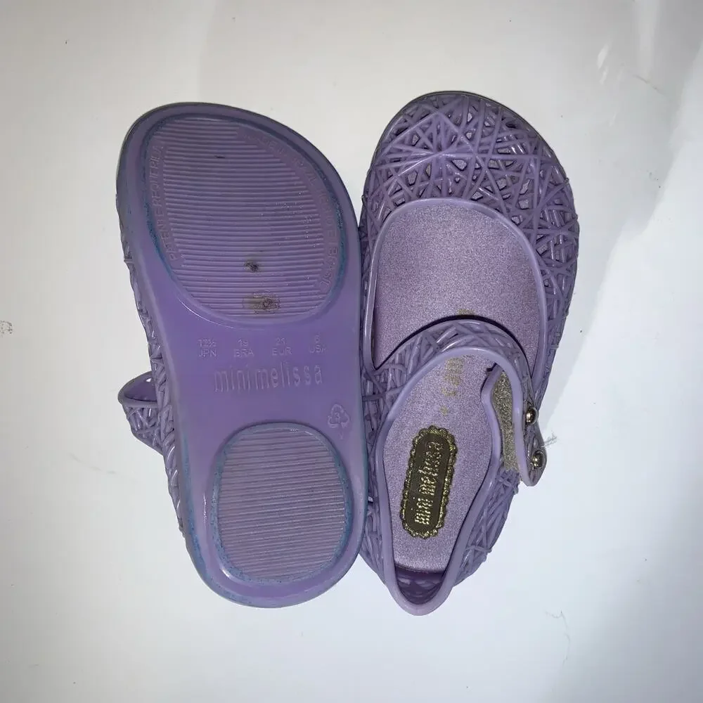 Mini Melissa Campana Zig Zag Purple Jelly Flats Kids Siz 6 HTF